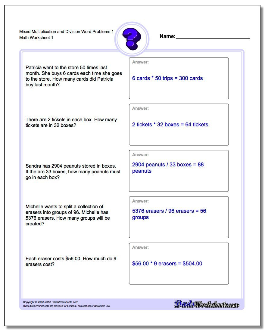Mixed Multiplication Worksheet And Division Worksheet Word pertaining to Printable Multiplication And Division Word Problems