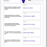 Money Word Problems for Printable Multiplication And Division Worksheets For 3Rd Grade