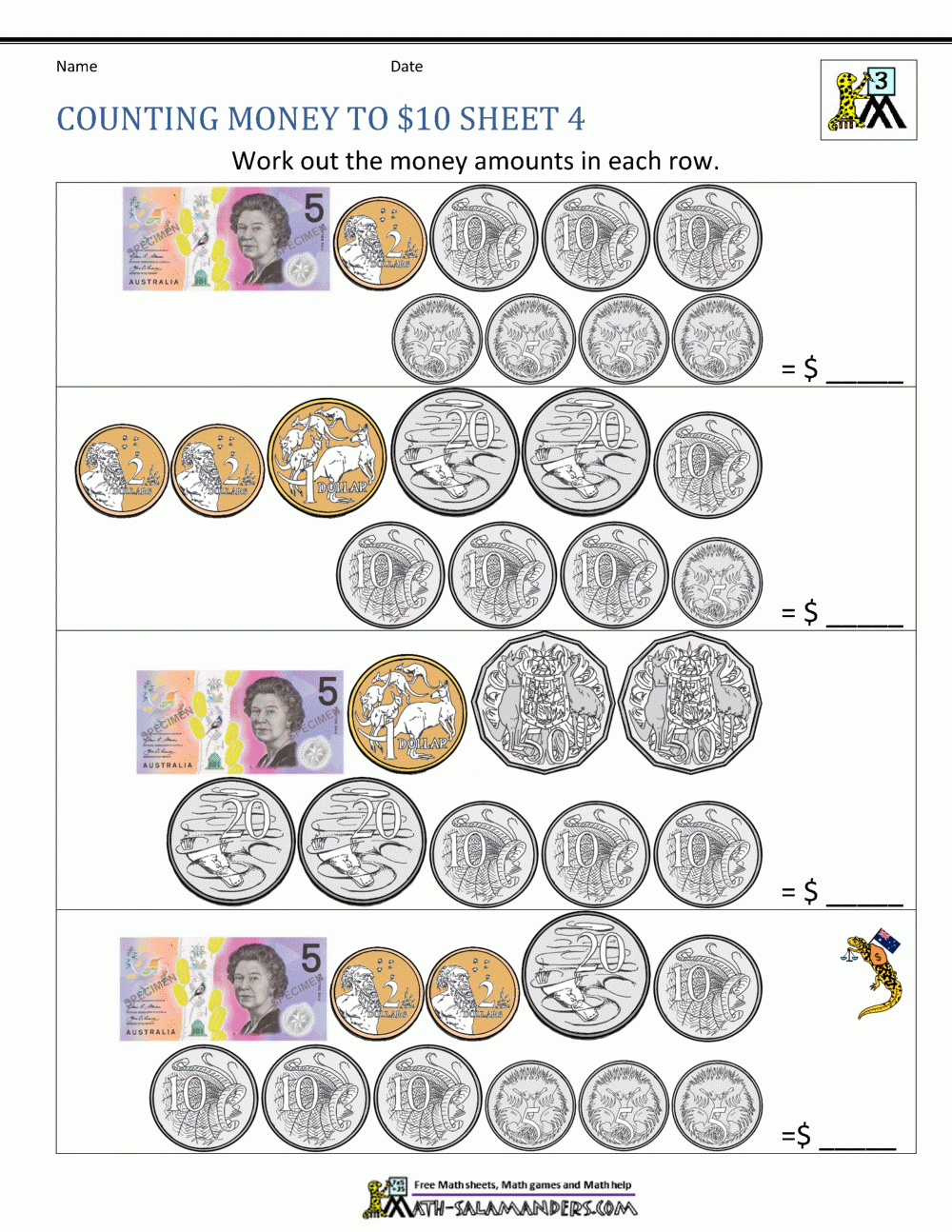 Money Worksheets Australian pertaining to Multiplication Worksheets Year 4 Australia