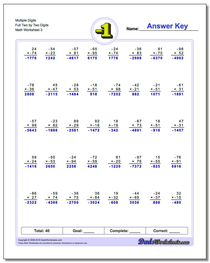 Multi Digit Multiplication Regarding Multiplication Worksheets Double Digit