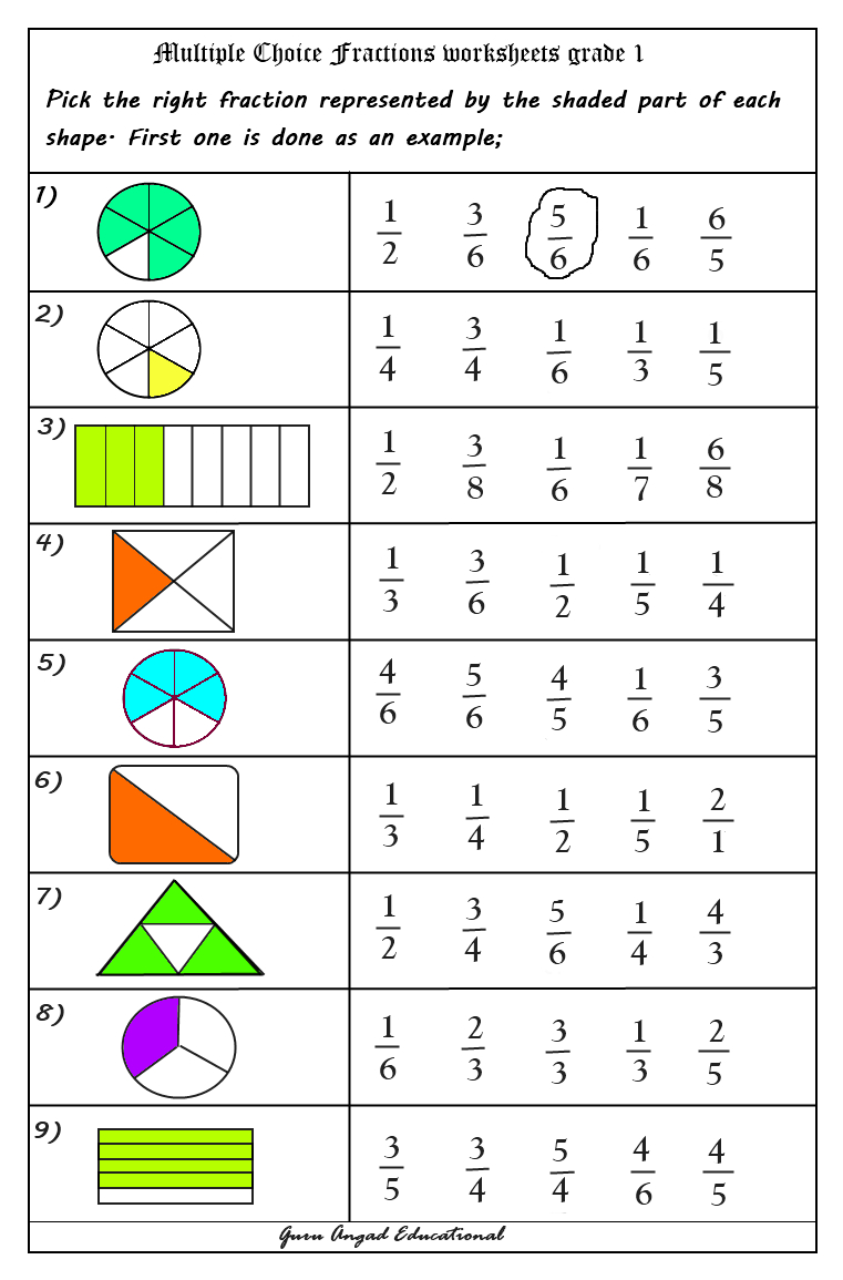 Multiple Choice For Grade 1 #fractionworksheets3Rdgrade pertaining to Multiplication Worksheets Multiple Choice