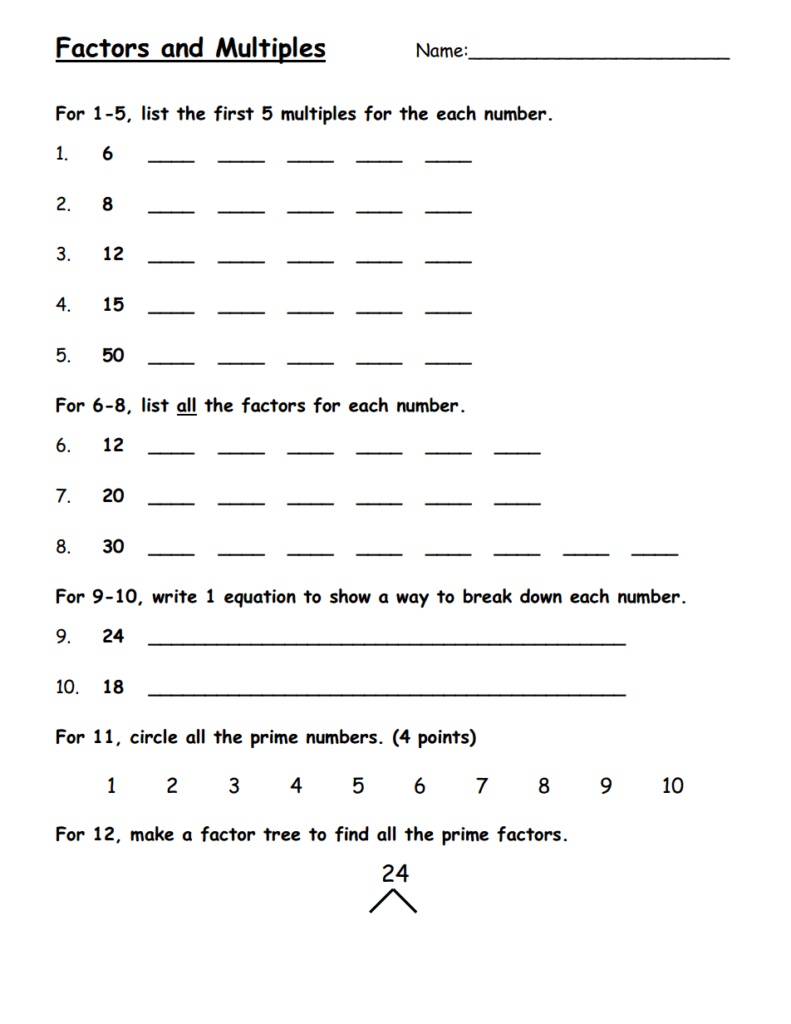 Multiples And Factors.pdf | Factors And Multiples, Math Within Multiplication Worksheets 6Th Grade Pdf