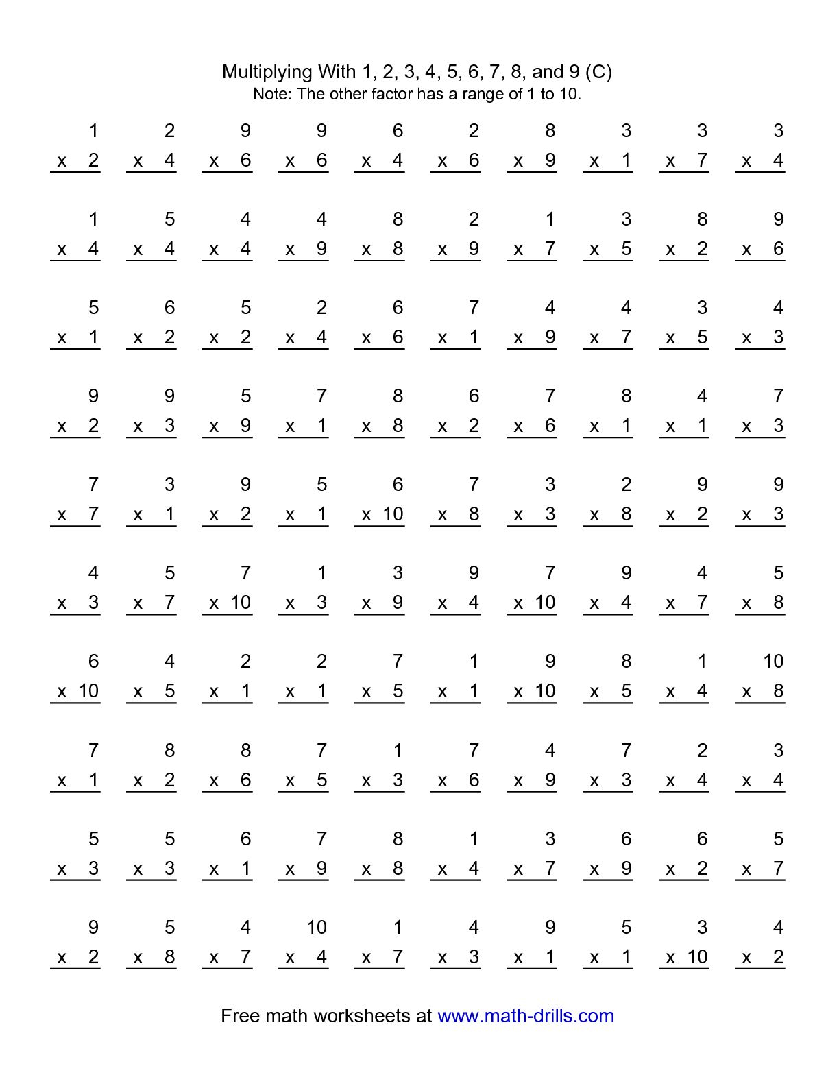 multiplication practice worksheets