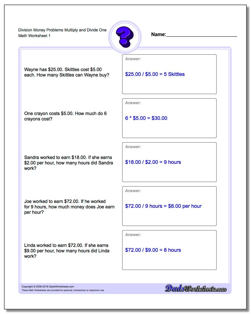 Multiplication And Division Money Word Problems pertaining to Printable Multiplication And Division Word Problems