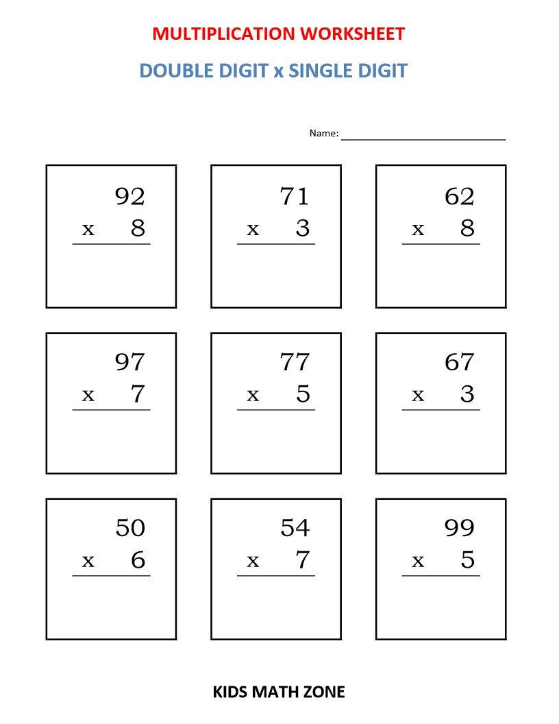 Multiplication Double Digit X Single Digit (10 Worksheets in Printable Multiplication Worksheets Pdf