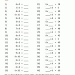 Multiplication Drill Sheets 3Rd Grade Regarding Worksheets Multiplication Grade 6