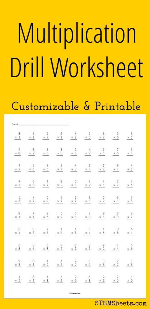 Multiplication Drill Worksheet   Customizable And Printable With Regard To Free Printable Multiplication Drills