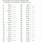 Multiplication Fact Sheets With Regard To Multiplication Worksheets Multiples Of 10
