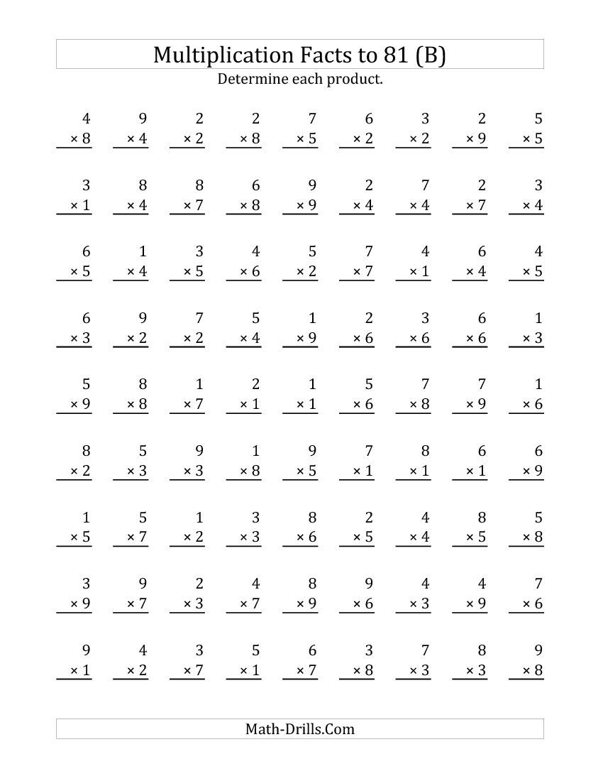 Multiplication Facts To 81 Love These Worksheets! Come With pertaining to Multiplication Worksheets And Answers