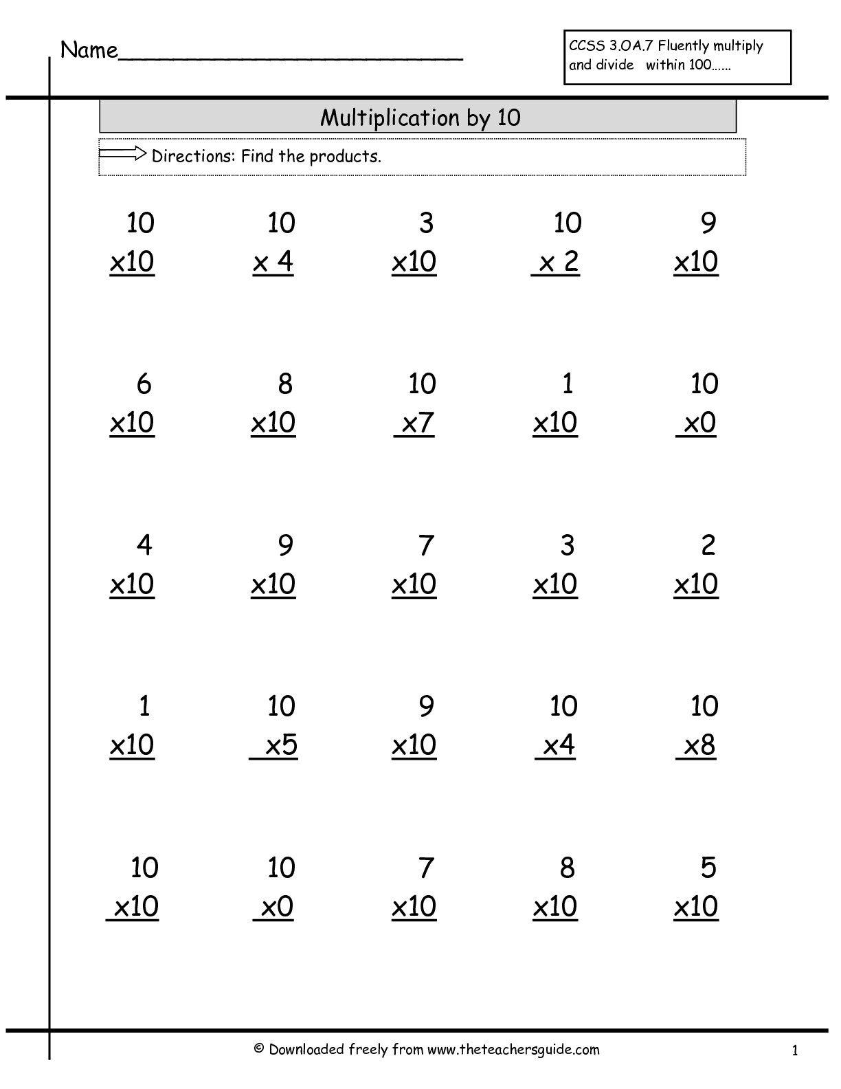 Multiplication Facts Worksheets From The Teacher's Guide inside Printable Multiplication Quiz 0-10