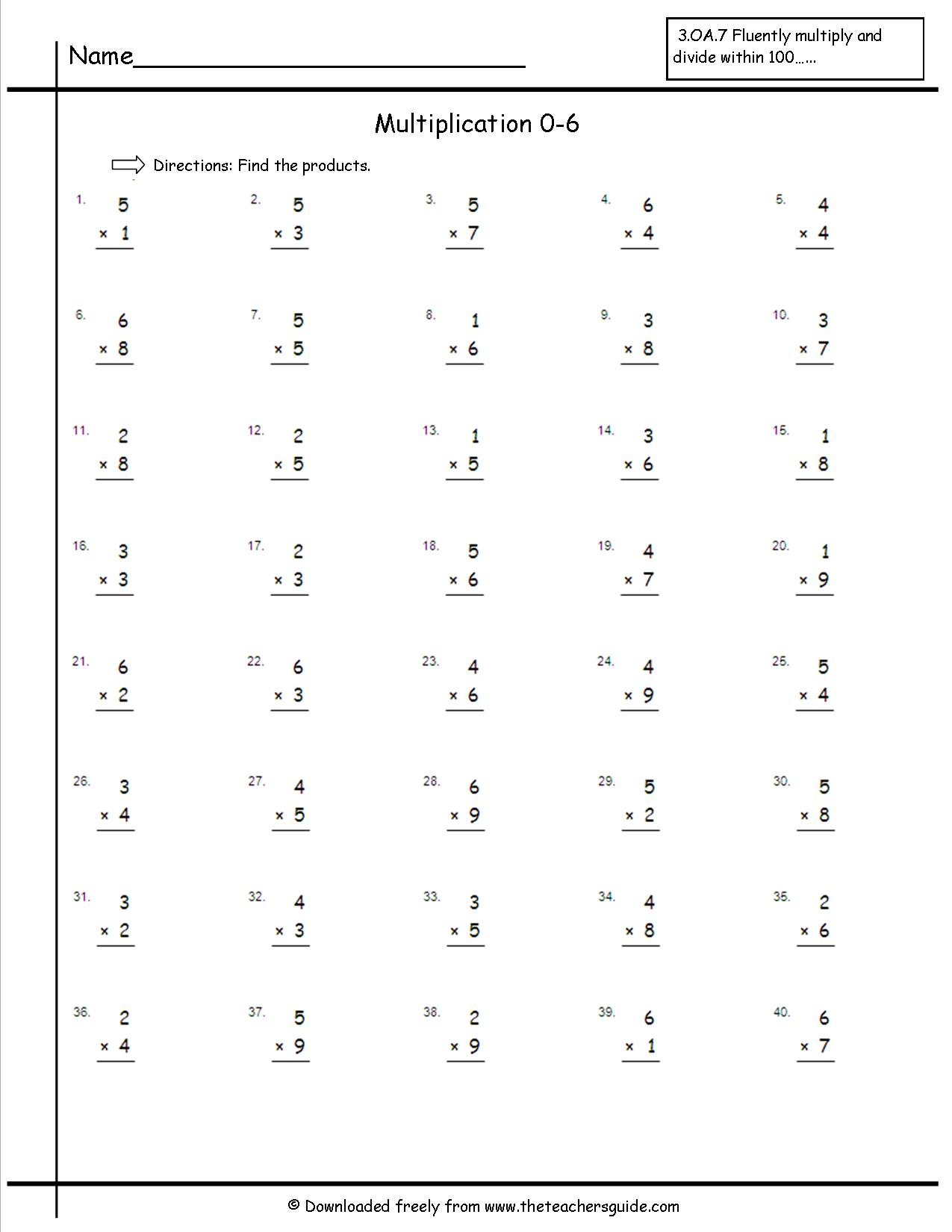 Multiplication Facts Worksheets From The Teacher's Guide with regard to Printable Multiplication Worksheets 0-4