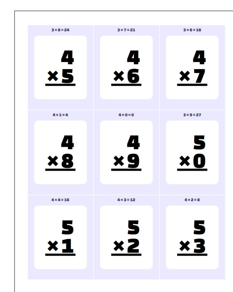 Multiplication Flash Cards For Printable Multiplication Cards
