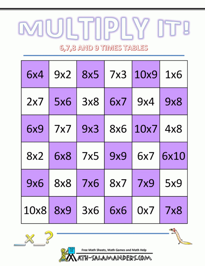 Multiplication Math Games For Printable Multiplication Games