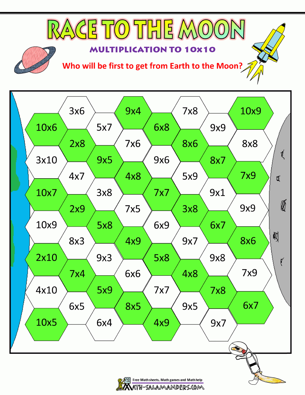 Multiplication Dice Game Printable