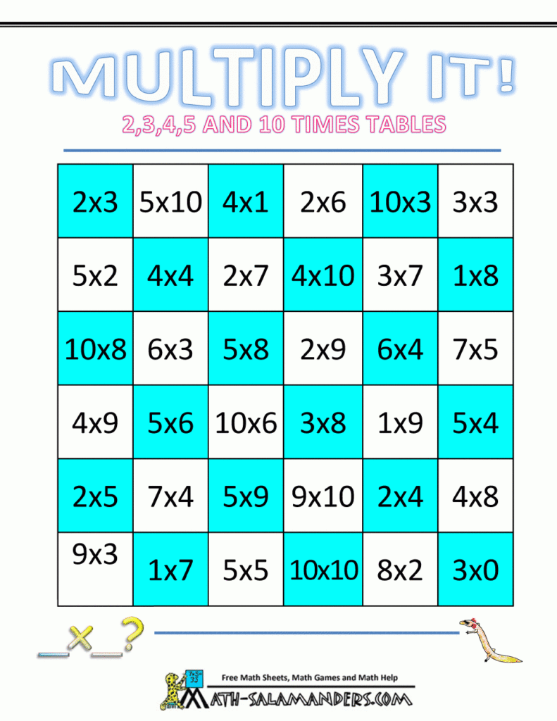 Multiplication Math Games in Printable Multiplication Games Free