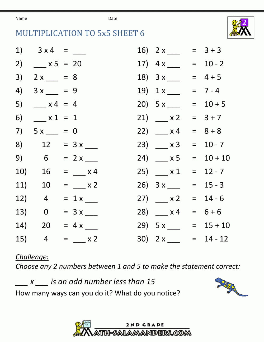 Multiplication Practice Worksheets To 5X5 for Multiplication Worksheets 3's And 4's