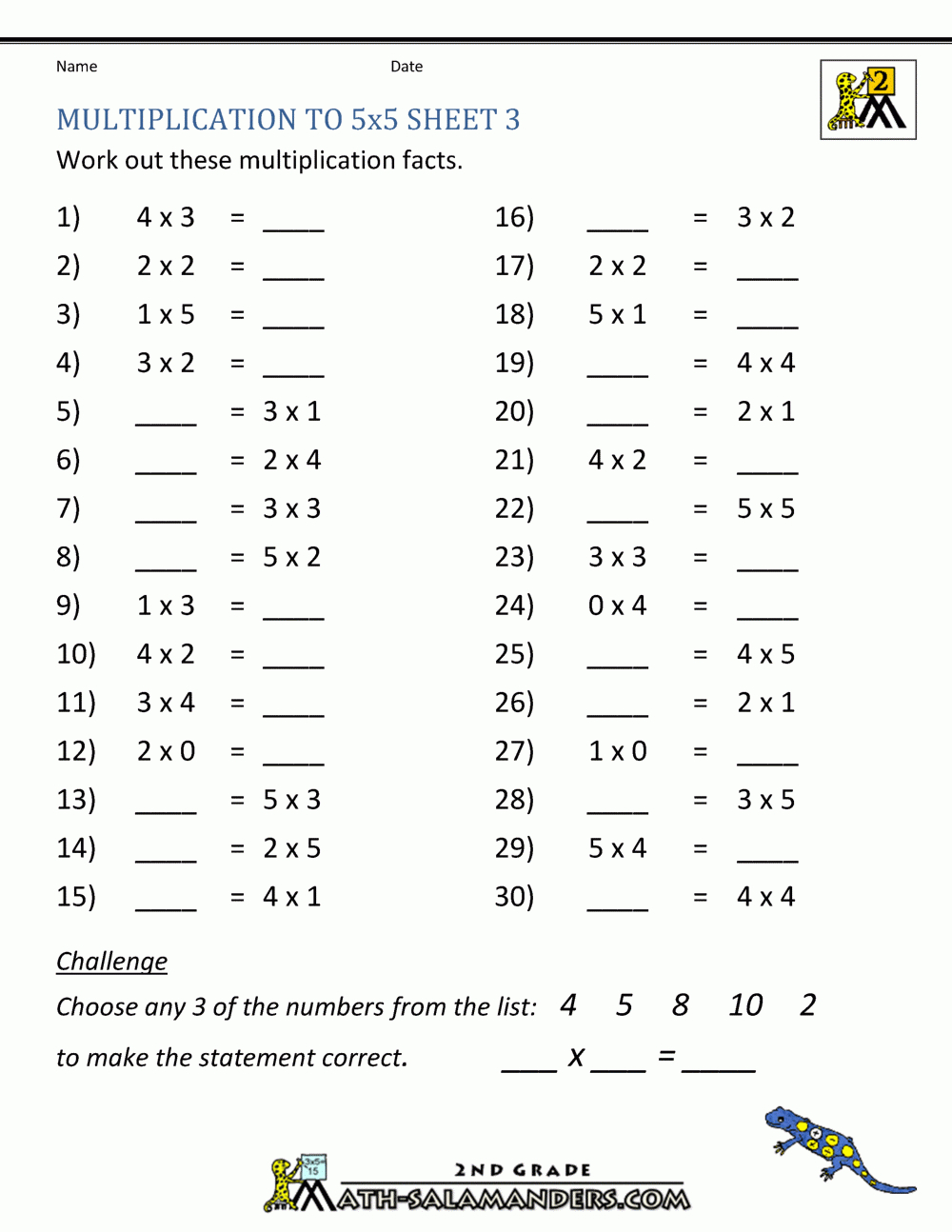 Multiplication Practice Worksheets To 5X5 intended for Printable Multiplication Drill Worksheets Multiplication Practice Worksheets To 5X5 intended for Printable Multiplication Drill Worksheets