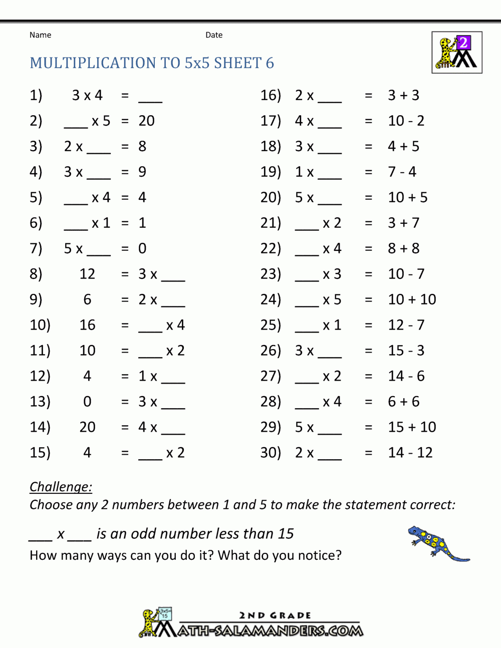 Multiplication Practice Worksheets To 5X5 within Printable Multiplication Worksheets 5&amp;#039;s