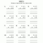 Multiplication Printable Worksheets 3 Digits2 Digits 1 Within Printable Multiplication For 4Th Grade