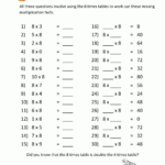 Multiplication Printable Worksheets 8 Times Table 1 For Multiplication Worksheets Printable Grade 8