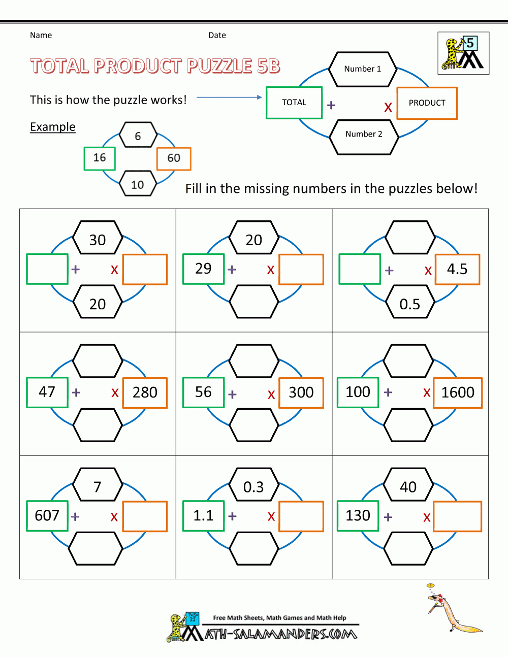 Multiplication-Puzzles-Printable-Total-Product-Puzzle-5B.gif intended for Free Printable Multiplication Riddle Worksheets