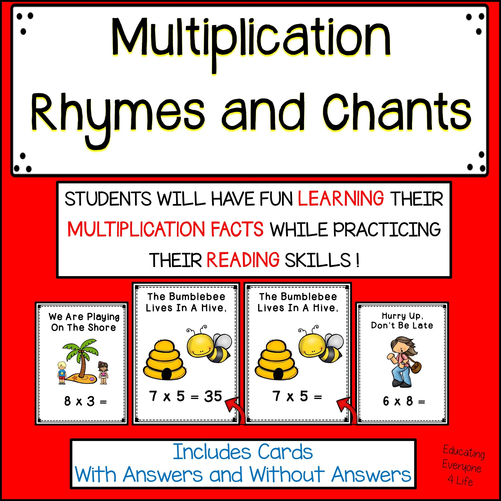 Multiplication Rhymes And Chants | Teaching Multiplication with Printable Multiplication Rhymes