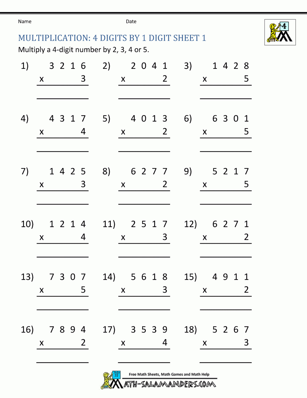 Multiplication Sheet 4Th Grade with Multiplication Worksheets Number 4 Multiplication Sheet 4Th Grade with Multiplication Worksheets Number 4