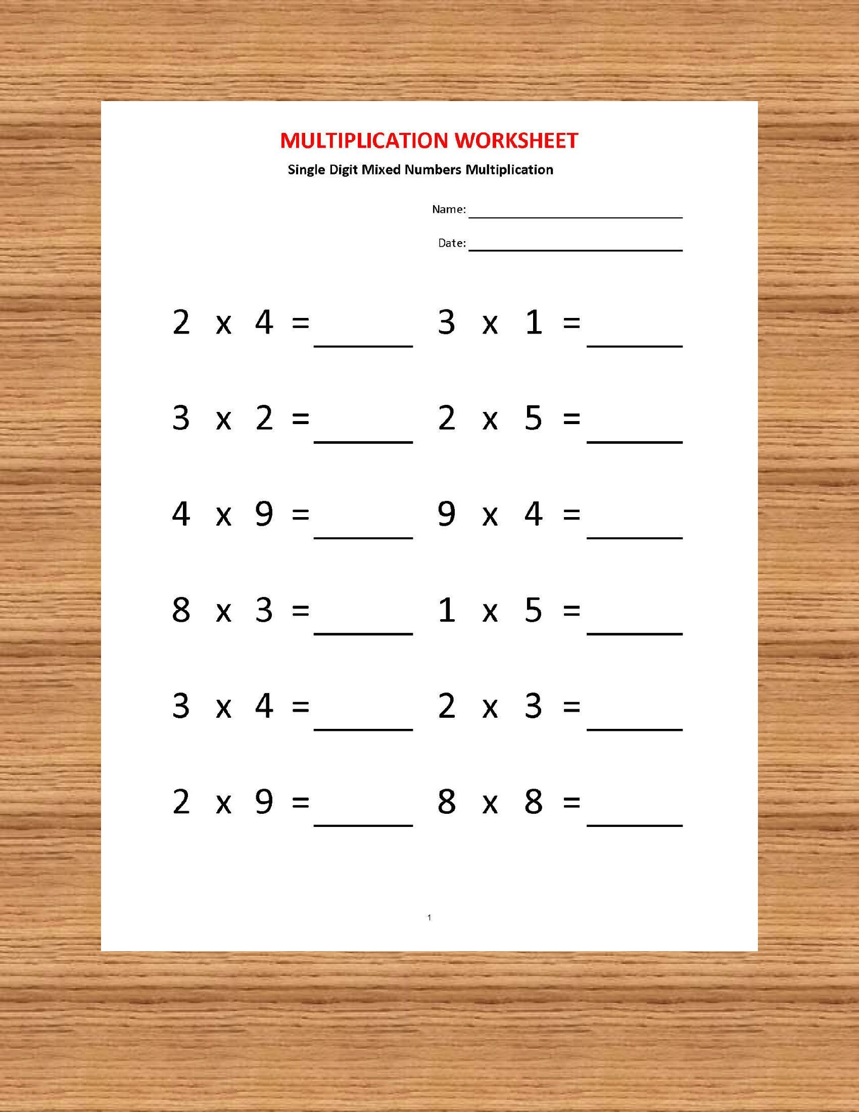 Multiplication Single Digit Practice Worksheets (40 throughout Multiplication Worksheets Year 2 Pdf