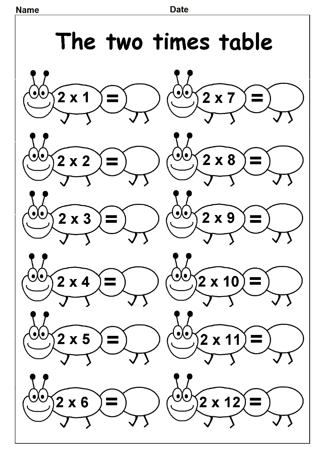 Multiplication Table Of 2 Worksheet | Multiplication Table inside 2 Multiplication Printable