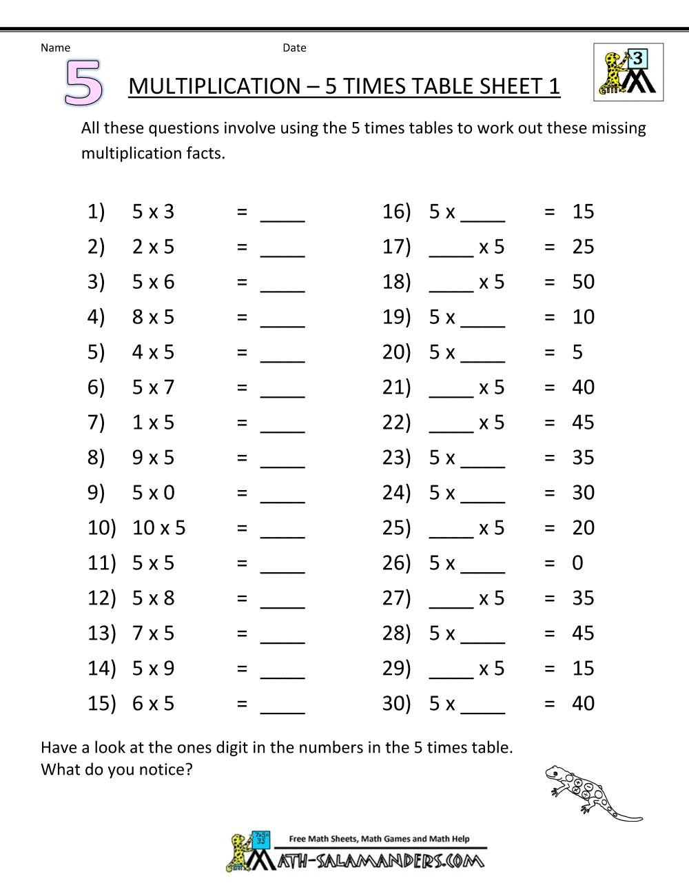  Multiplication X10 Worksheets PrintableMultiplication