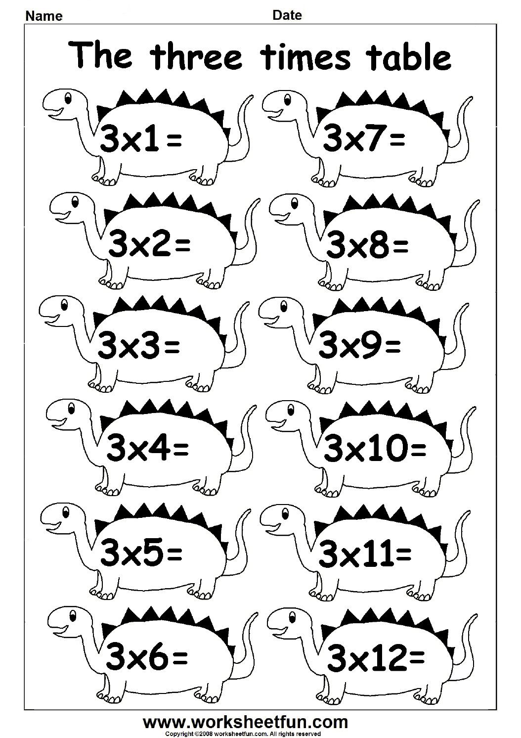 Multiplication Times Tables Worksheets – 2, 3, 4 &amp;amp; 5 Times for Printable Multiplication Table Of 3