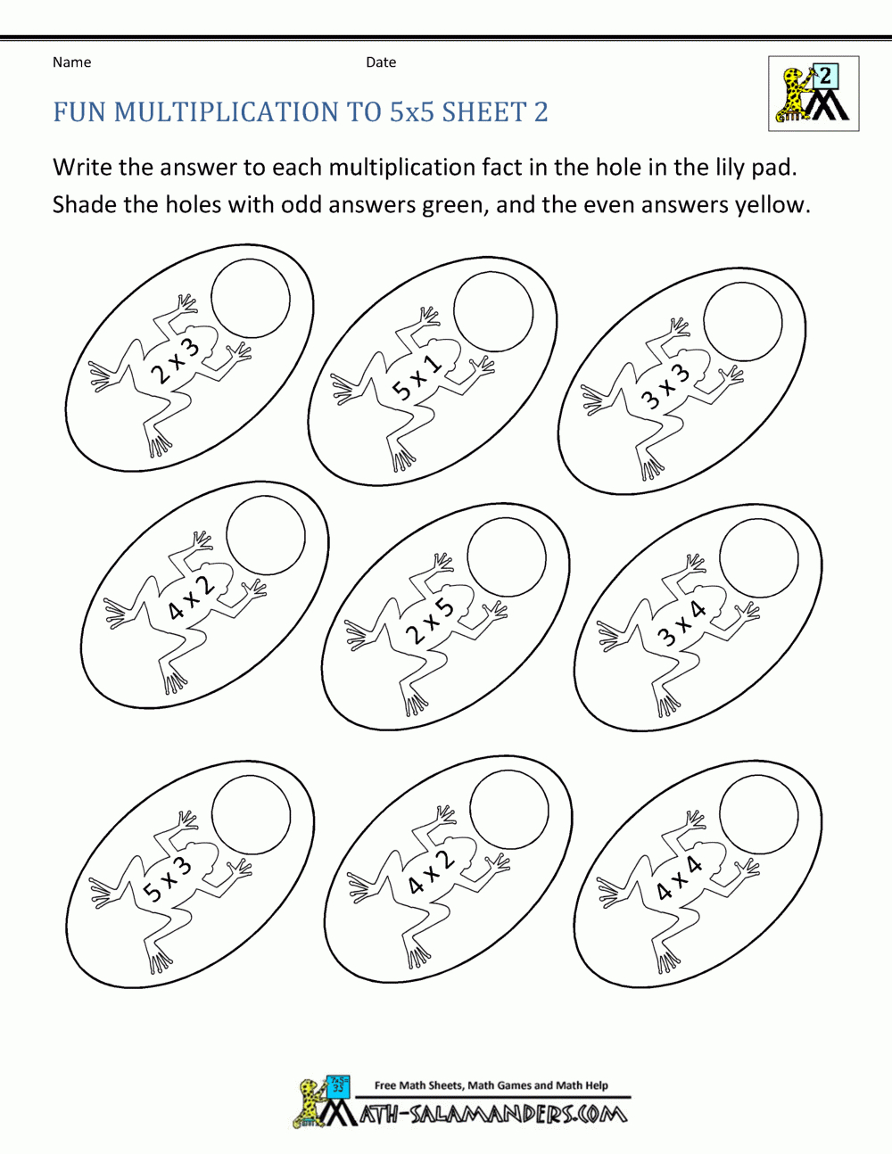 Multiplication To 5X5 Worksheets For 2Nd Grade with Printable Worksheets In Multiplication