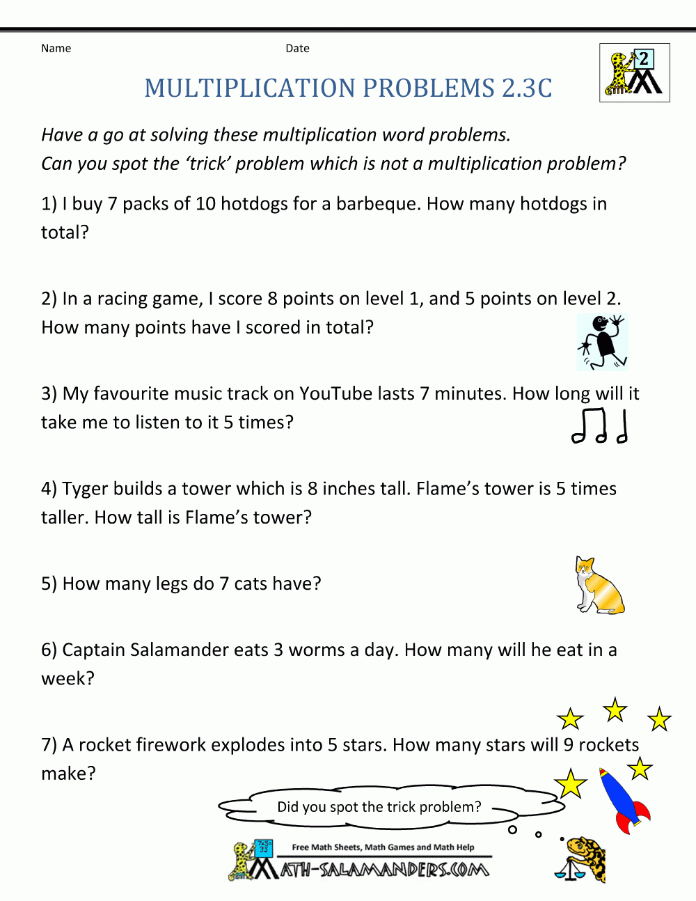 Multiplication Word Problem Area 2Nd Grade with Printable Multiplication 2&amp;#039;s