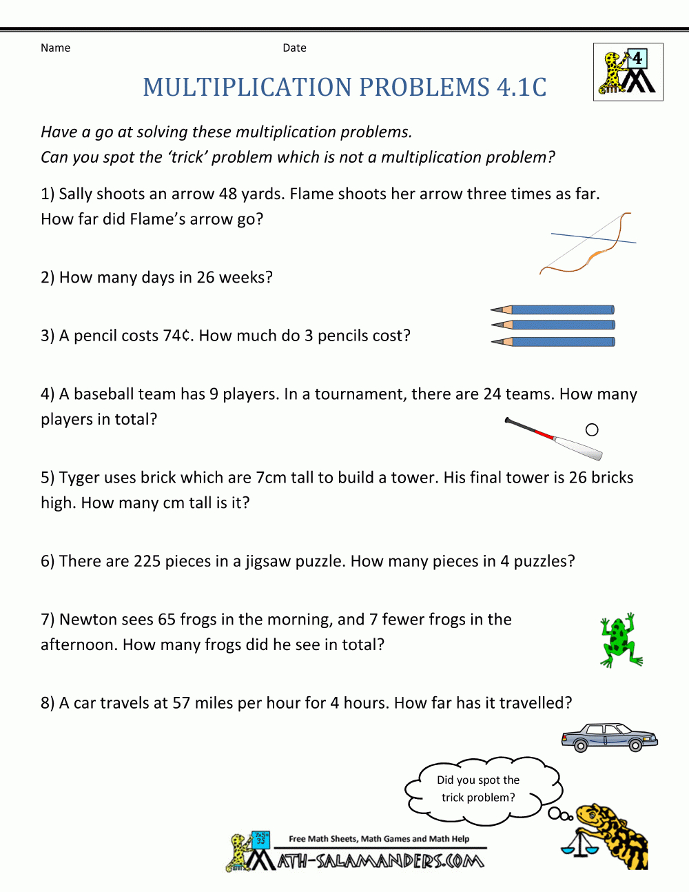 Multiplication Word Problems 4Th Grade intended for Worksheets On Multiplication Word Problems For Grade 4