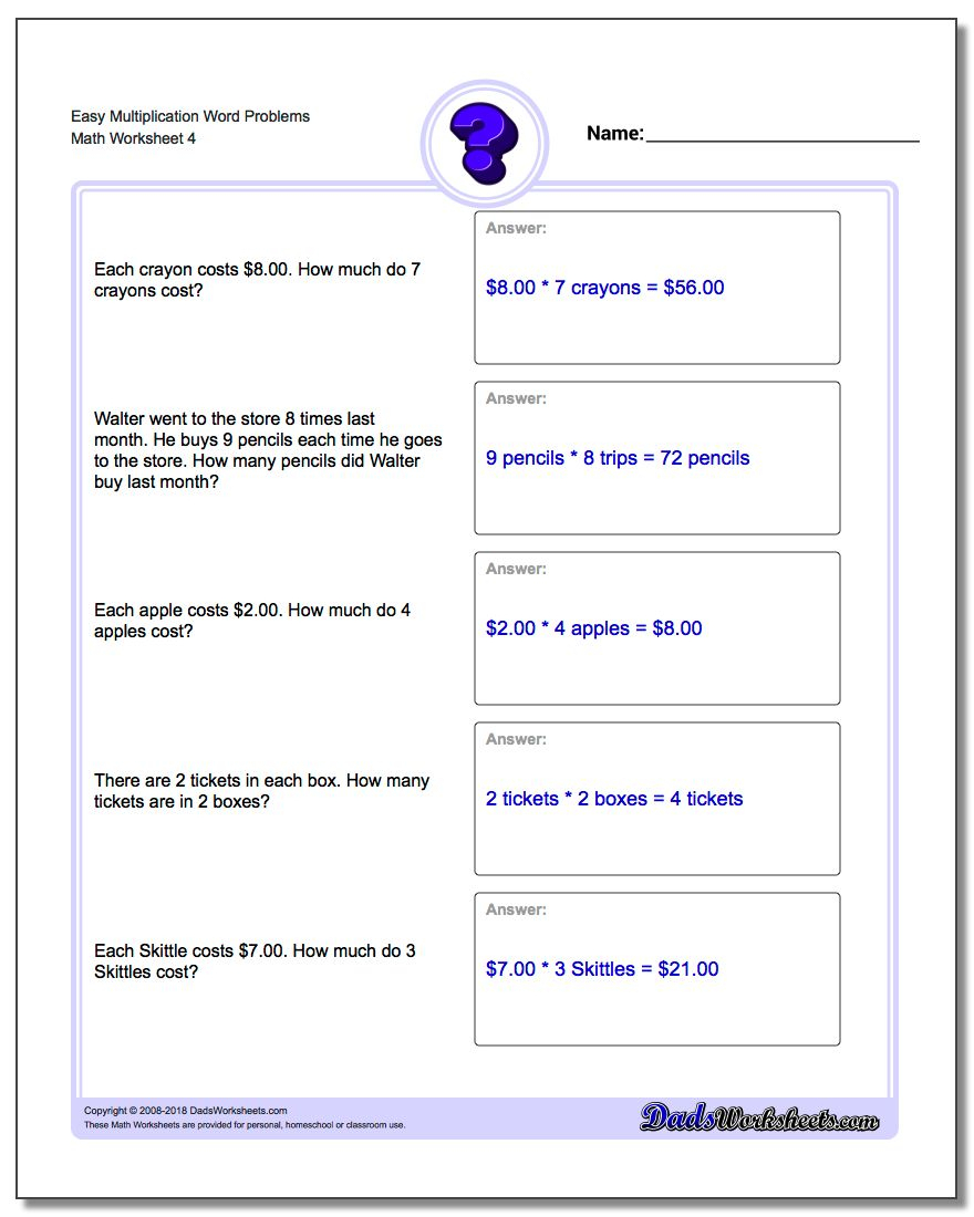 Multiplication Word Problems for Multiplication Worksheets 3&amp;#039;s And 4&amp;#039;s