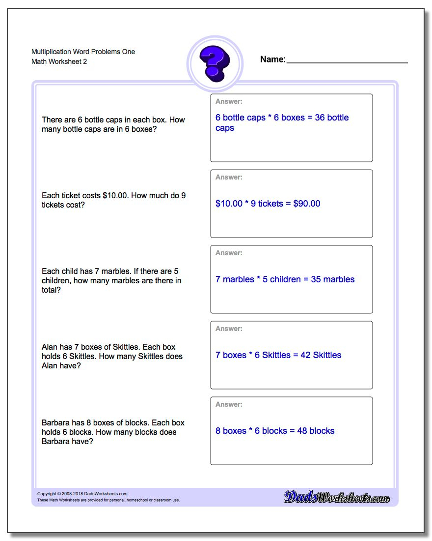 Multiplication Word Problems in Multiplication Worksheets Year 6