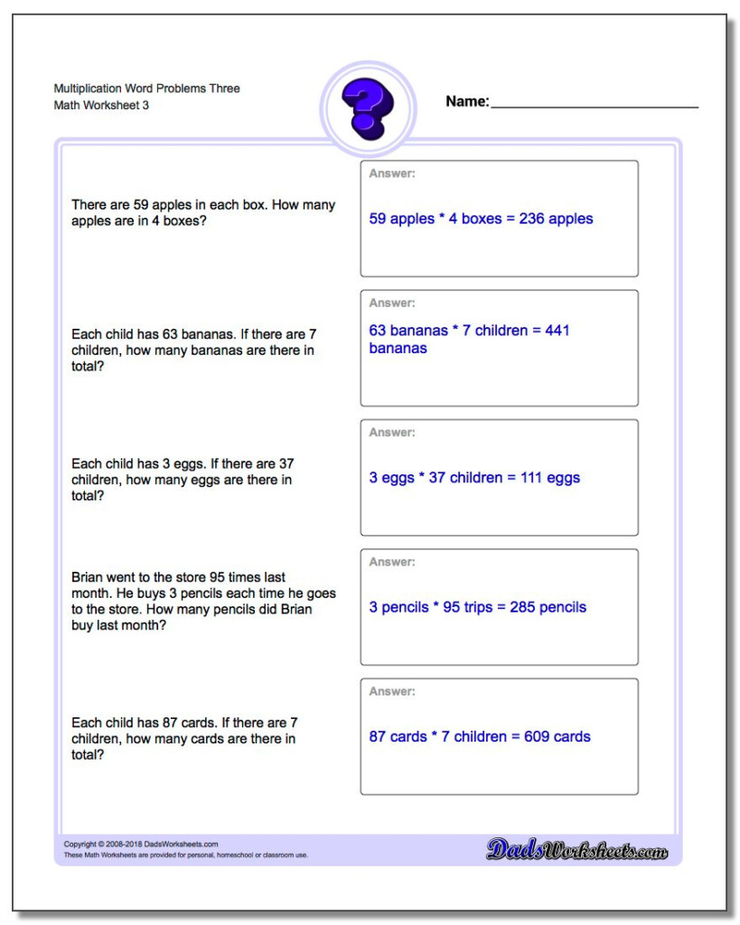 Multiplication Word Problems Pertaining To Multiplication Worksheets Easy