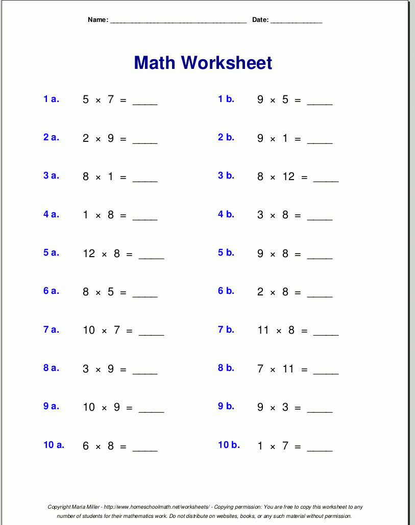 Multiplication Worksheets 9 Tables | Printablemultiplication for Printable Multiplication Table 1-9