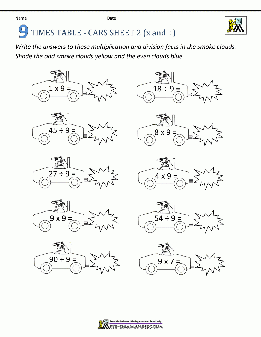 Math Multiplication Worksheets 1 9