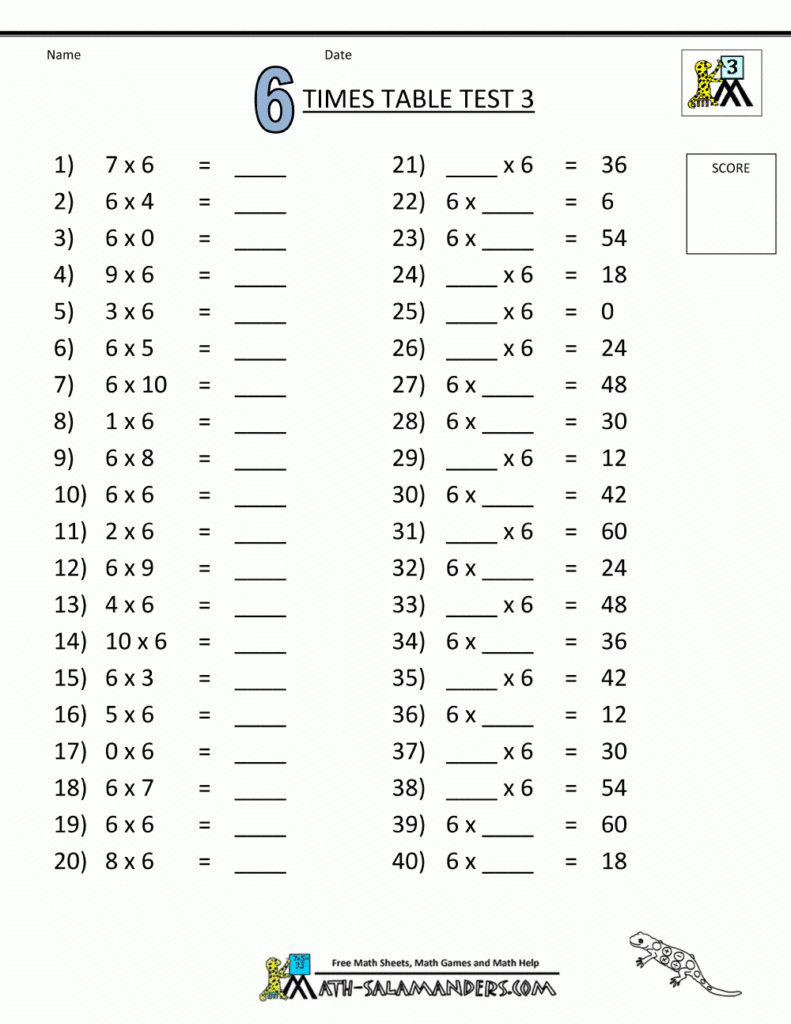 Multiplication Worksheets 1 9