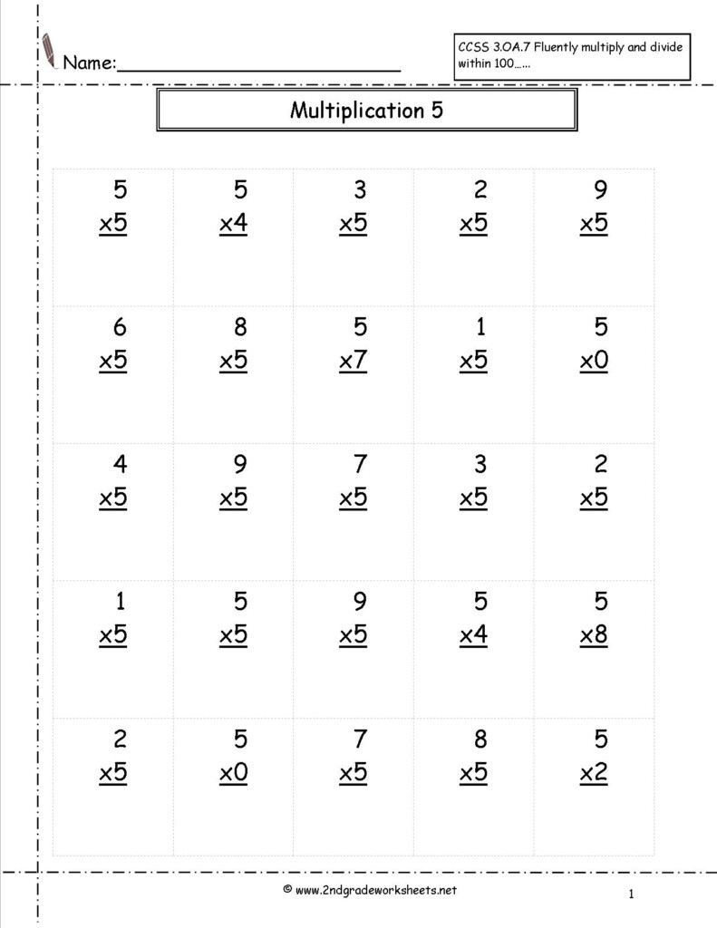Multiplication Worksheets And Printouts In Multiplication Worksheets Number 5