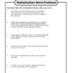 Multiplication Worksheets For 3Rd Grade Story Problems For Printable Multiplication Word Problems 3Rd Grade