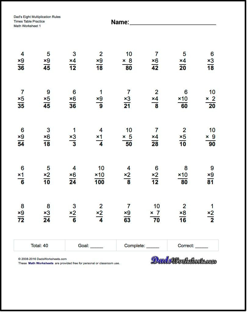 Multiplication Worksheets For Dad's Eight Multiplication regarding Printable Multiplication Worksheets 8's Multiplication Worksheets For Dad's Eight Multiplication regarding Printable Multiplication Worksheets 8's