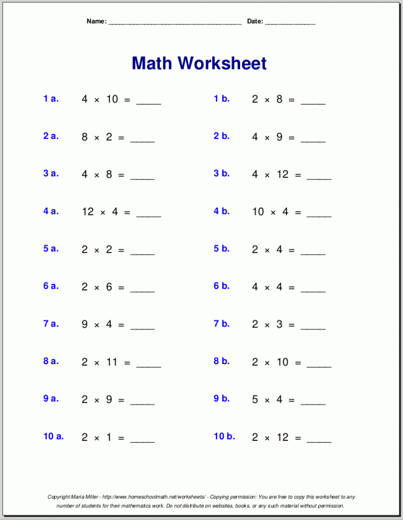 Multiplication Worksheets For Grade 3 For Multiplication Worksheets 2 And 3