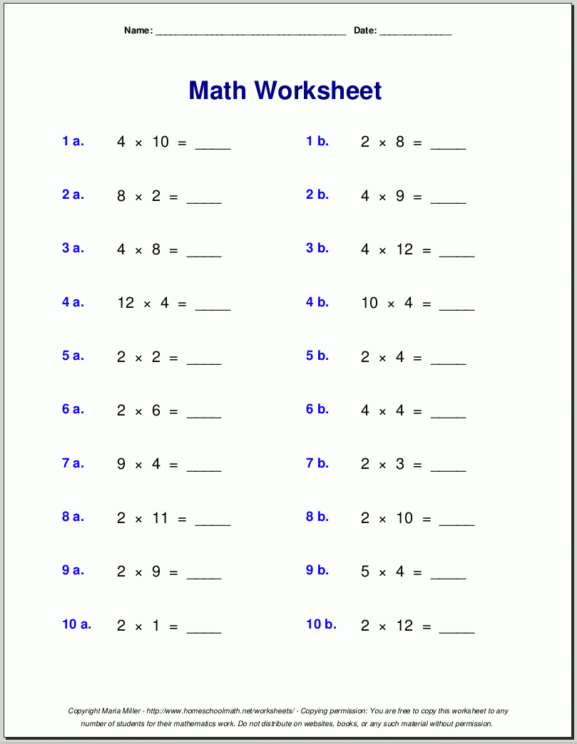 Multiplication Worksheets For Grade 3 for Multiplication Worksheets 2 And 3