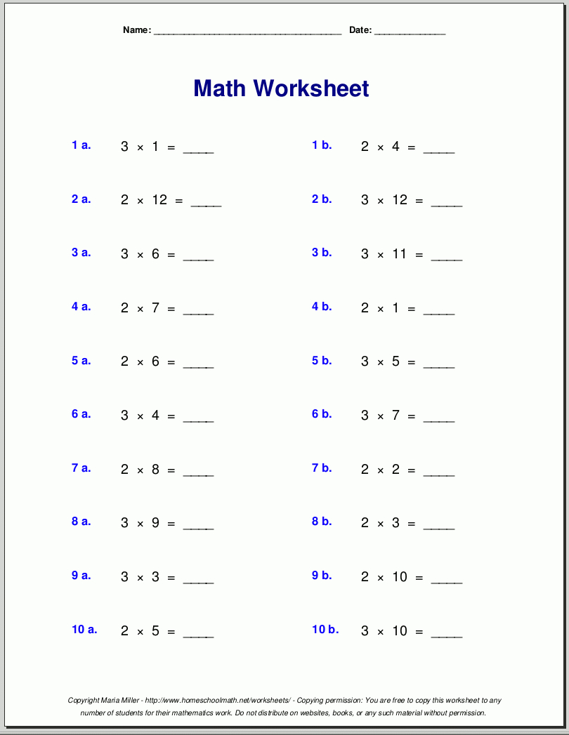 Multiplication Worksheets For Grade 3 pertaining to Printable Multiplication By 3 Worksheets