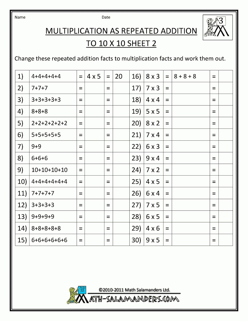 Multiplication Worksheets | Free Printable Multiplication throughout Multiplication Worksheets Year 3 Australia