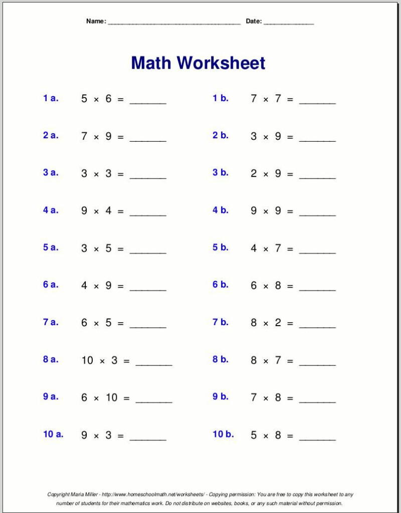 Printable Multiplication Problems For 4Th Grade ...