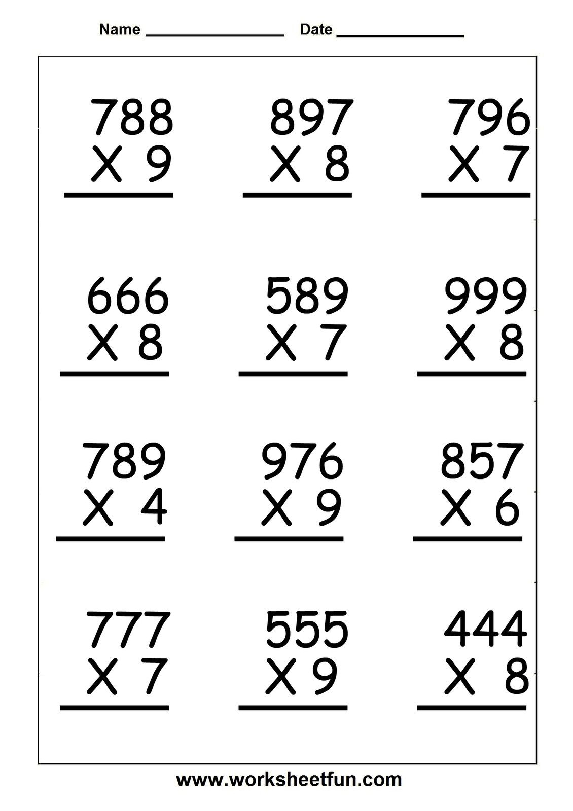 Multiplication Worksheets Grade 5 Free | Atividades De within Multiplication Worksheets Year 5