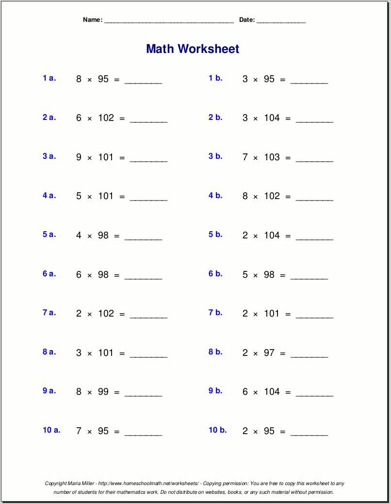 Multiplication Worksheets Grade 5 | Multiplikation for Worksheets In Multiplication For Grade 5